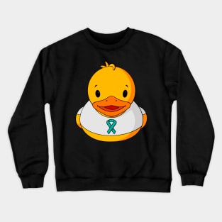 Ovarian Cancer Awareness Rubber Duck Crewneck Sweatshirt
